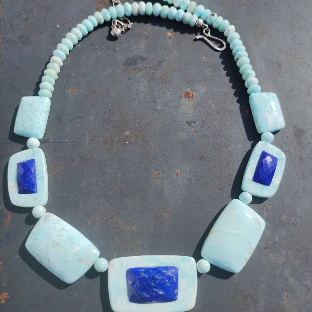 Jay King DTR Blue Aragonite and Lapis Bead 20" Sterling Silver Necklace - Picture 5 of 16